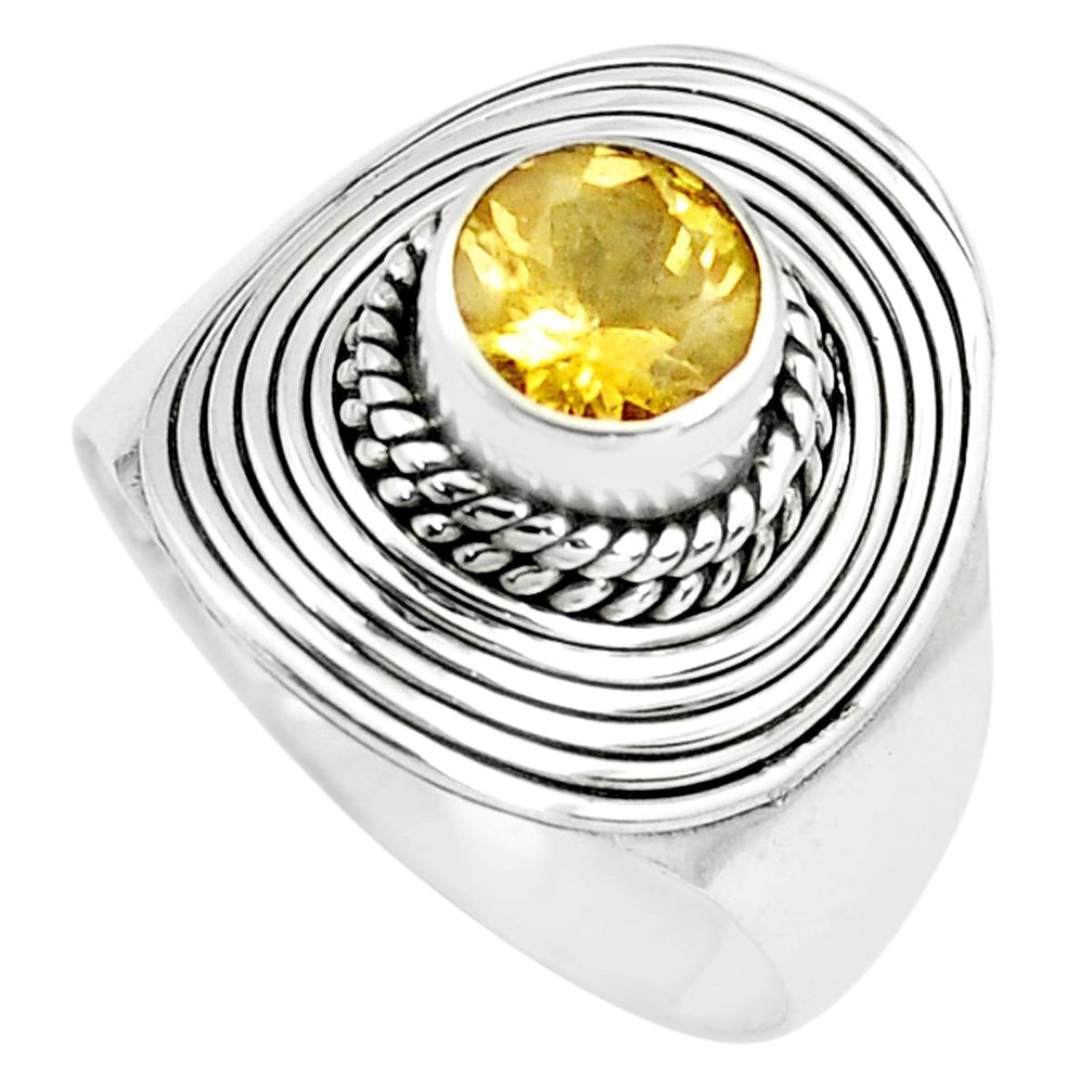 1.28cts natural yellow citrine 925 silver solitaire ring jewelry size 7 p72427