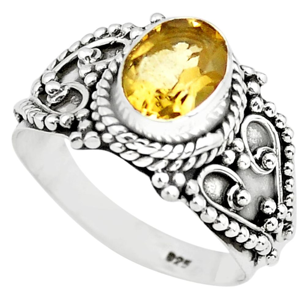 2.23cts natural yellow citrine 925 silver solitaire ring jewelry size 8 p72433