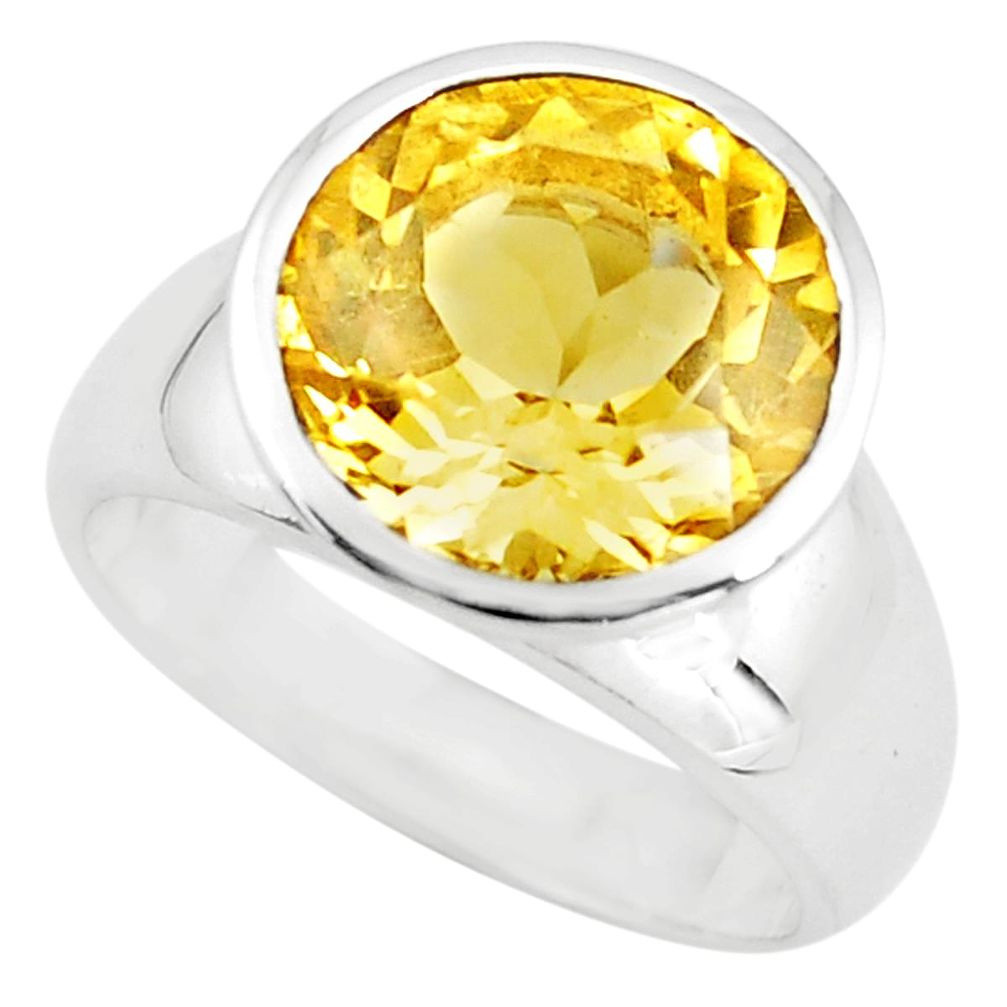 6.42cts natural yellow citrine 925 silver solitaire ring jewelry size 7.5 p73225