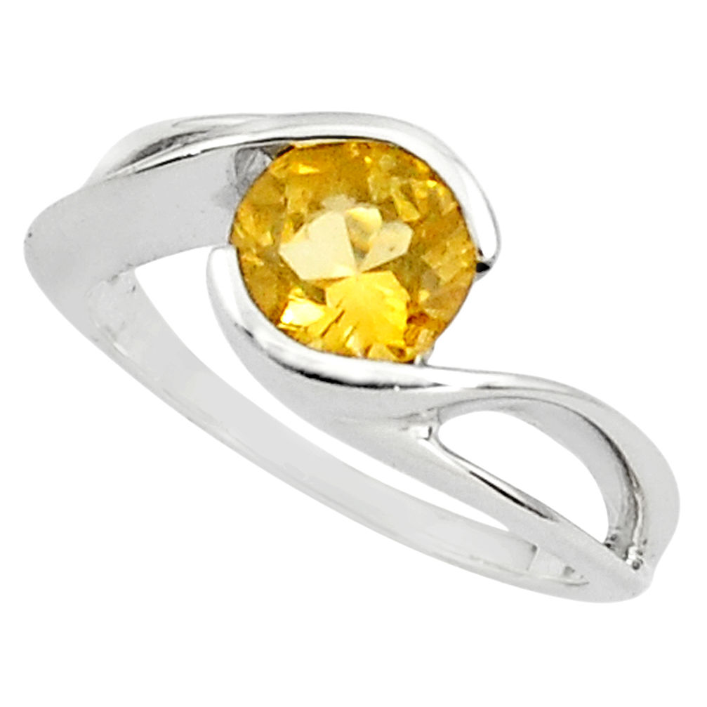 2.95cts natural yellow citrine 925 silver solitaire ring jewelry size 5.5 p81850