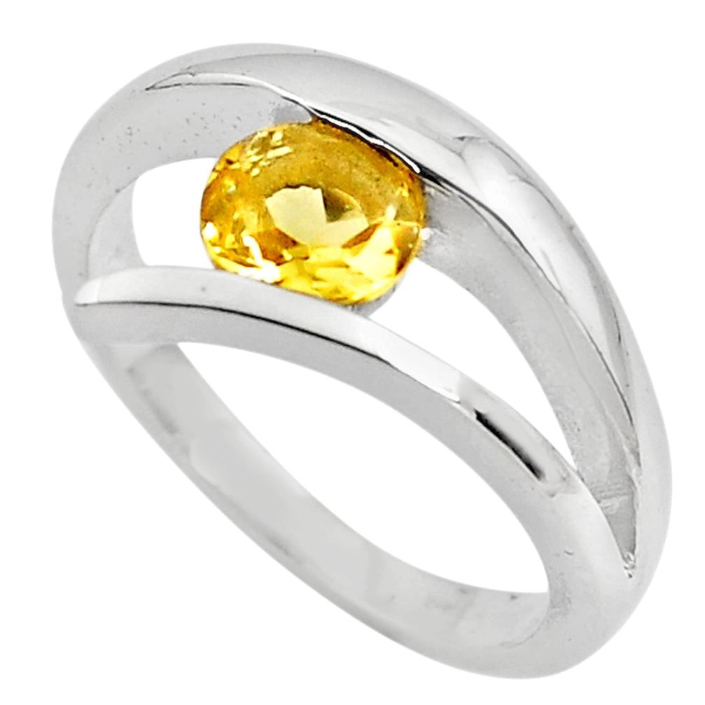 0.92cts natural yellow citrine 925 silver solitaire ring jewelry size 5.5 p82785