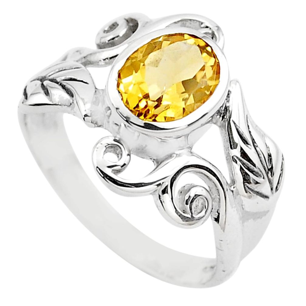 3.19cts natural yellow citrine 925 silver solitaire ring jewelry size 5.5 p82910