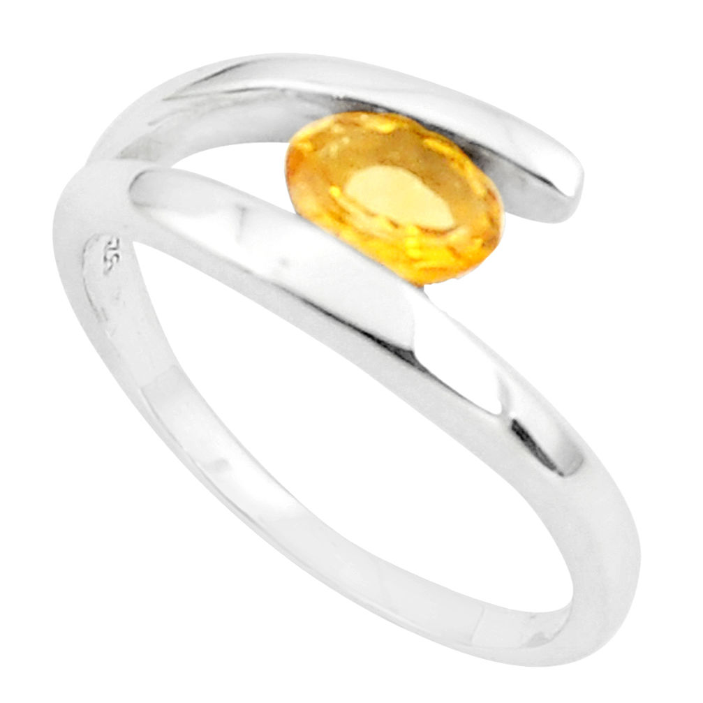 1.57cts natural yellow citrine 925 silver solitaire ring jewelry size 7.5 p82983