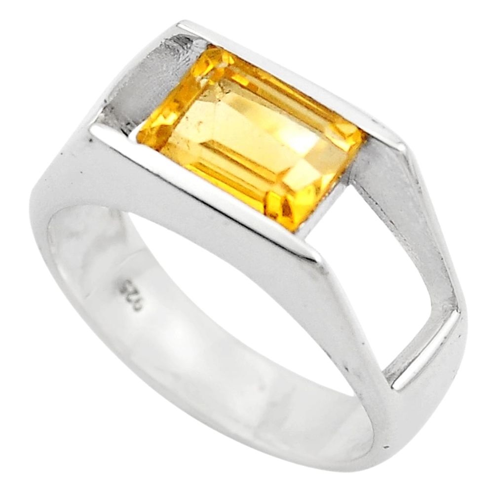 3.13cts natural yellow citrine 925 silver solitaire ring jewelry size 8.5 p83077