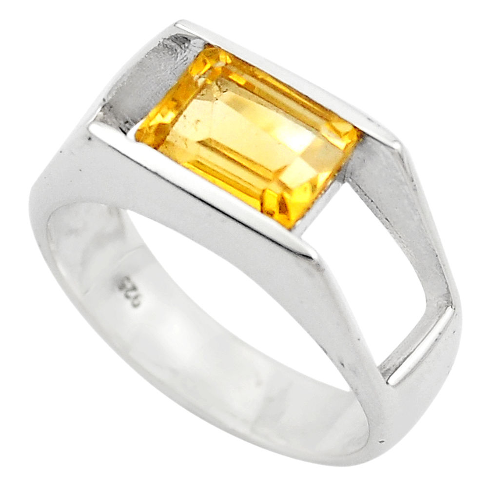 2.94cts natural yellow citrine 925 silver solitaire ring jewelry size 5.5 p83078