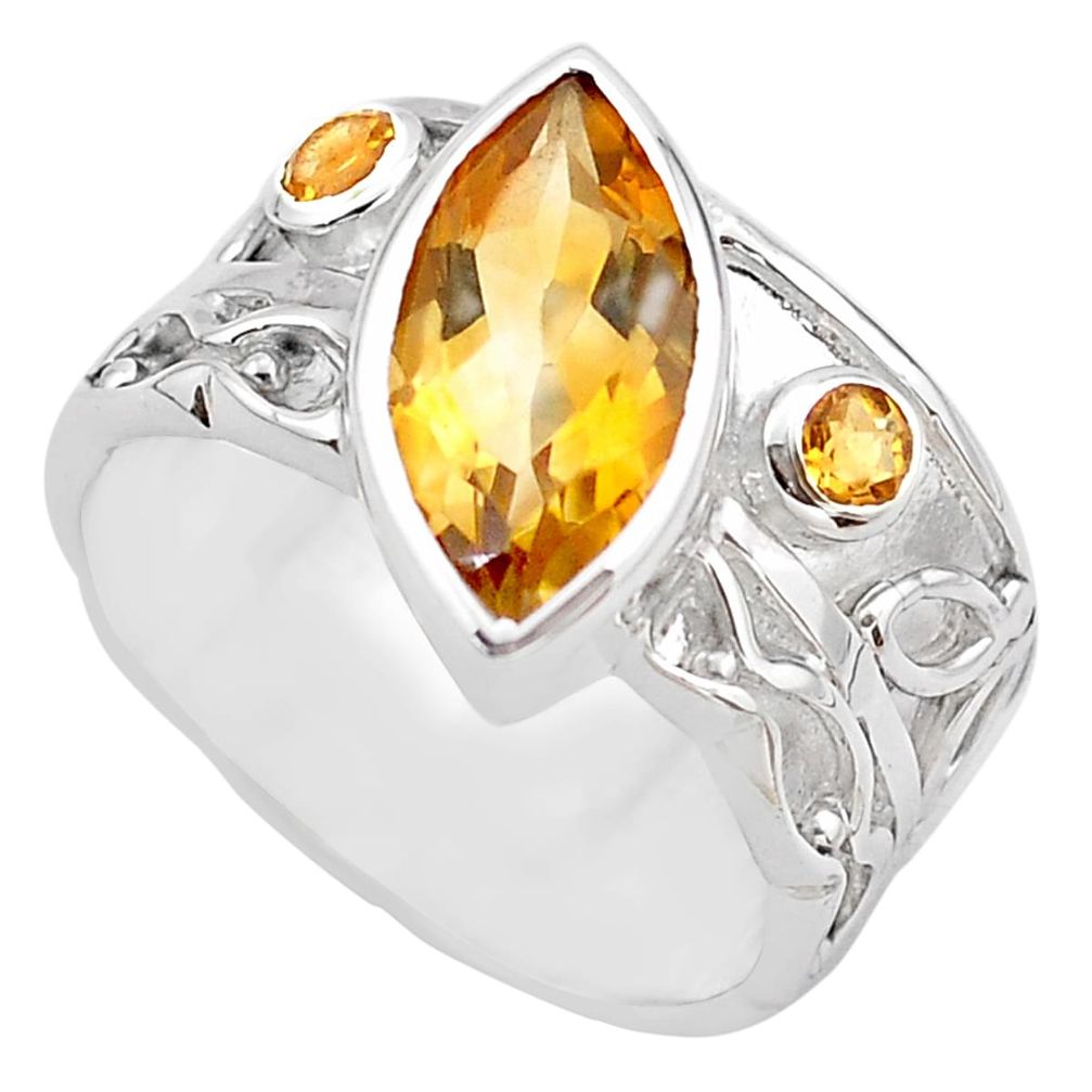 6.61cts natural yellow citrine 925 silver solitaire ring jewelry size 8 p83249