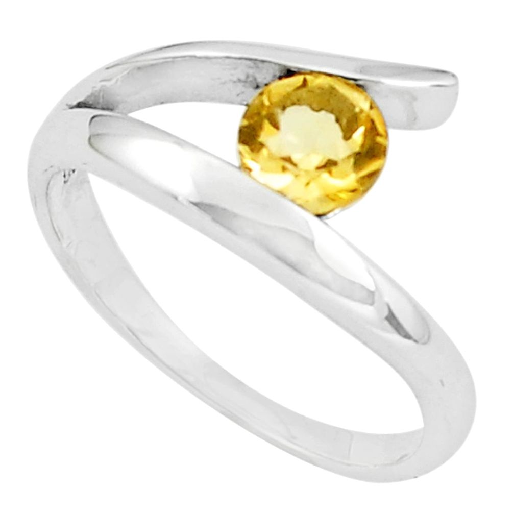 1.17cts natural yellow citrine 925 silver solitaire ring size 8.5 p36877