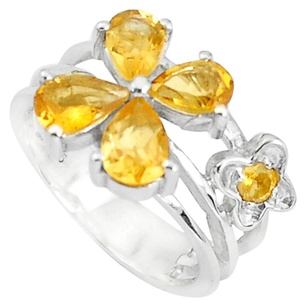 5.79cts natural yellow citrine 925 sterling silver ring jewelry size 5.5 p37193