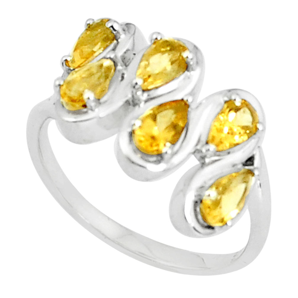 4.43cts natural yellow citrine 925 sterling silver ring jewelry size 8 p37203