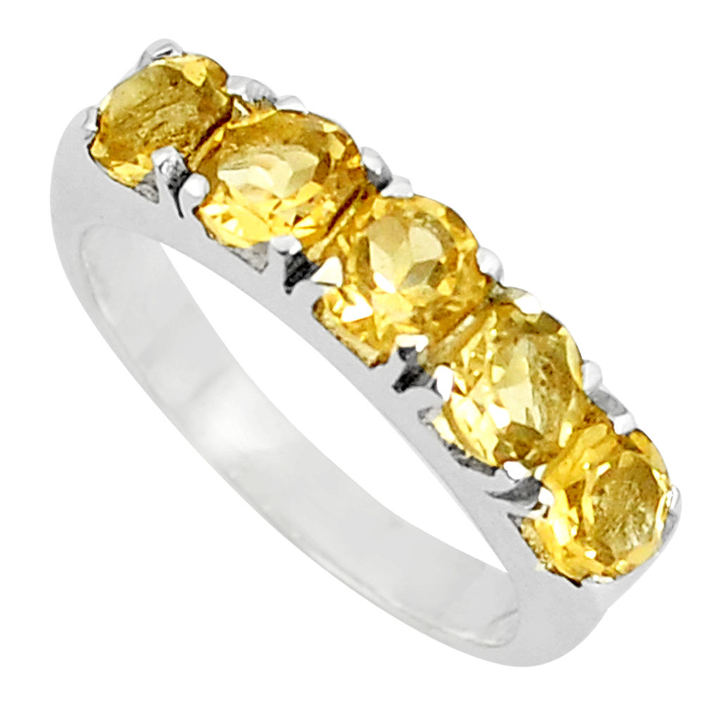 4.92cts natural yellow citrine 925 sterling silver ring jewelry size 6.5 p37296