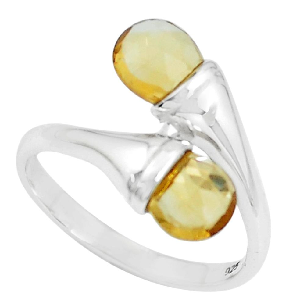 4.28cts natural yellow citrine 925 sterling silver ring jewelry size 8 p62041
