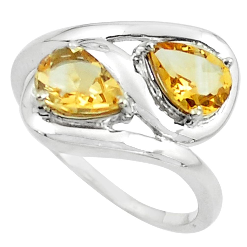 3.13cts natural yellow citrine 925 sterling silver ring jewelry size 6 p62192