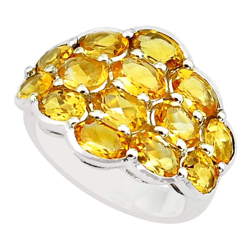 14.12cts natural yellow citrine 925 sterling silver ring jewelry size 5.5 p62237