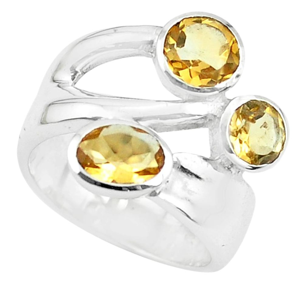 3.74cts natural yellow citrine 925 sterling silver ring jewelry size 7.5 p62329