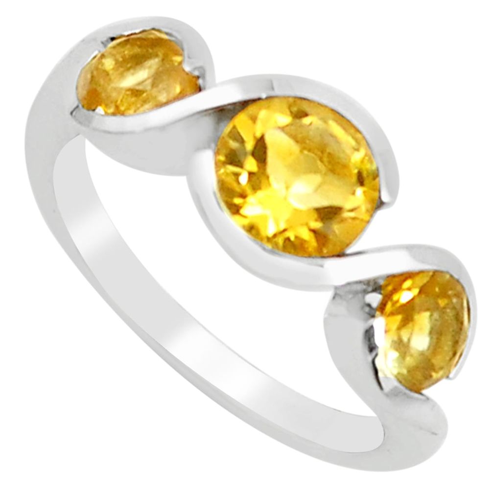 5.16cts natural yellow citrine 925 sterling silver ring jewelry size 8 p62377