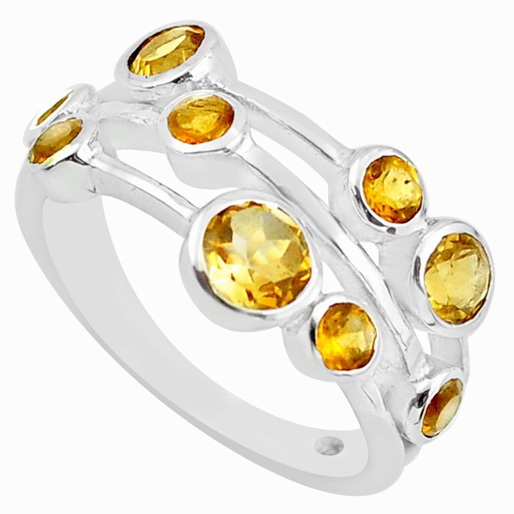 4.70cts natural yellow citrine 925 sterling silver ring jewelry size 7.5 p62745