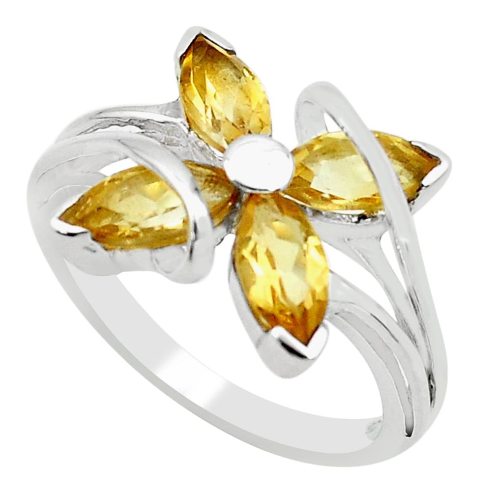 6.39cts natural yellow citrine 925 sterling silver ring jewelry size 7.5 p62765