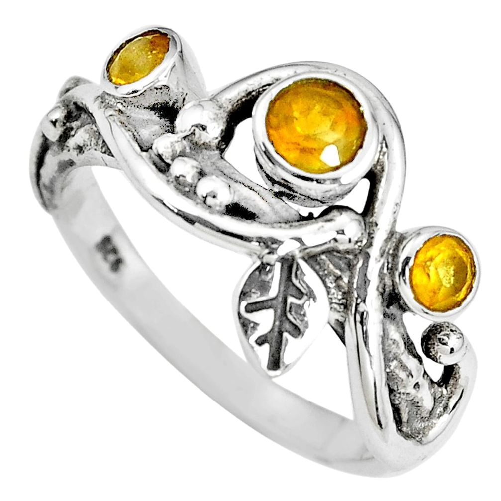 1.47cts natural yellow citrine 925 sterling silver ring jewelry size 8 p69785