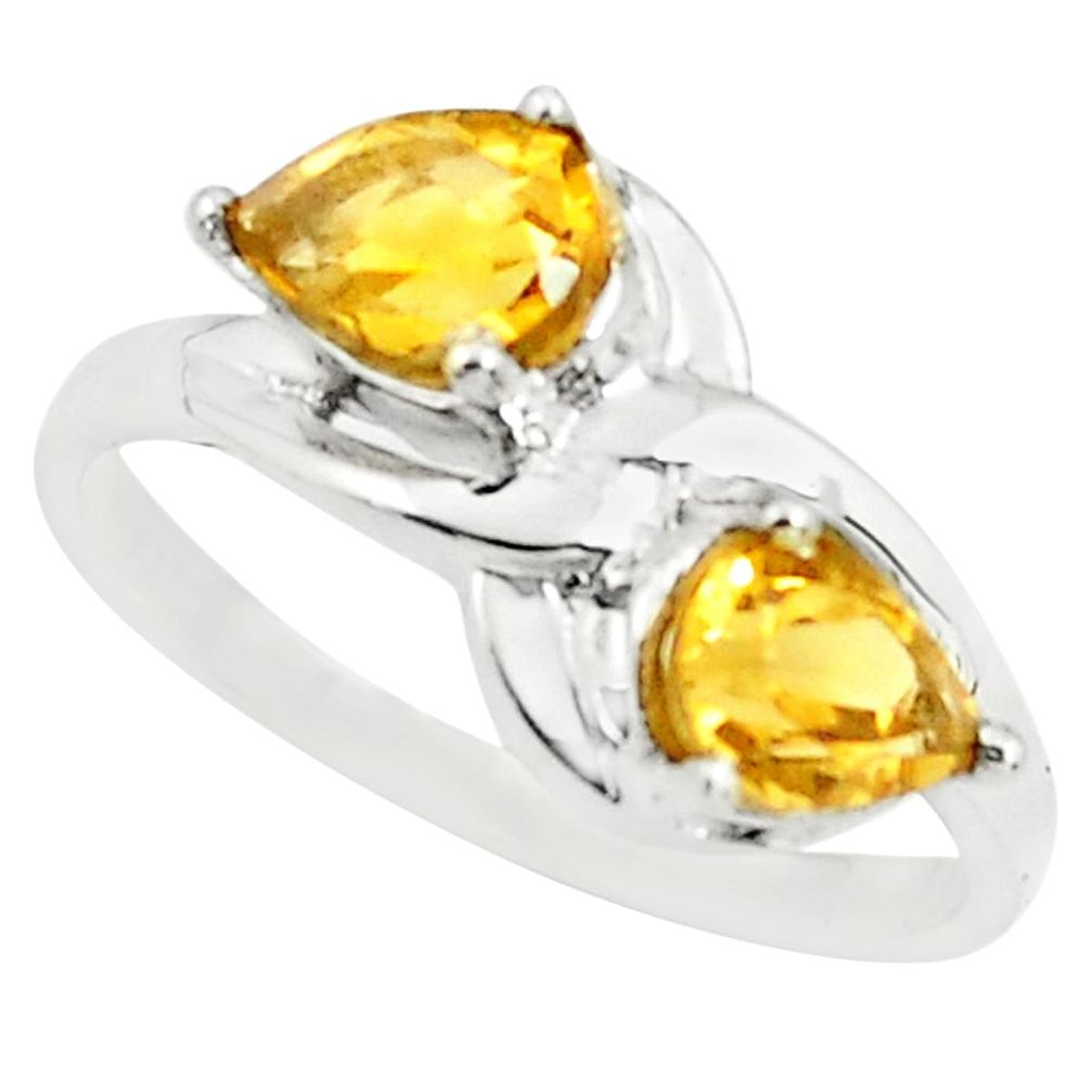 3.26cts natural yellow citrine 925 sterling silver ring jewelry size 8 p73040