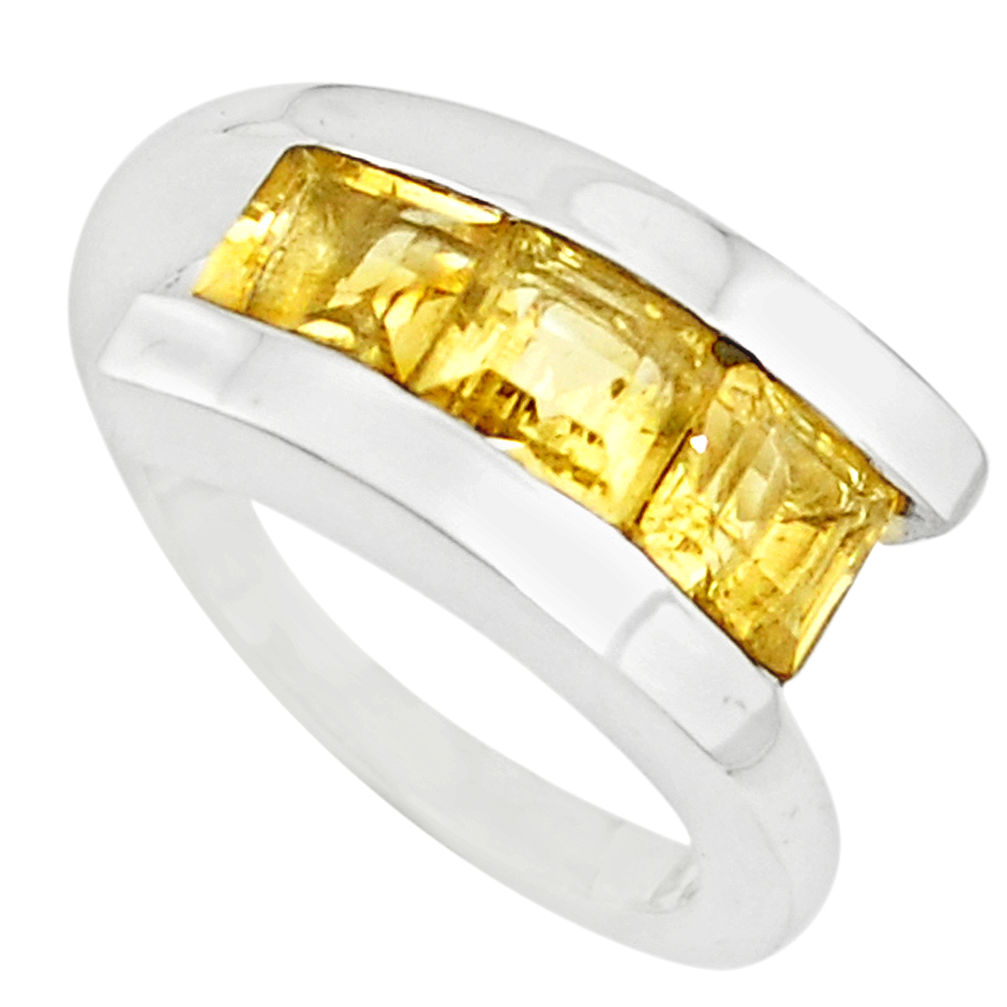 3.28cts natural yellow citrine 925 sterling silver ring jewelry size 5.5 p73066