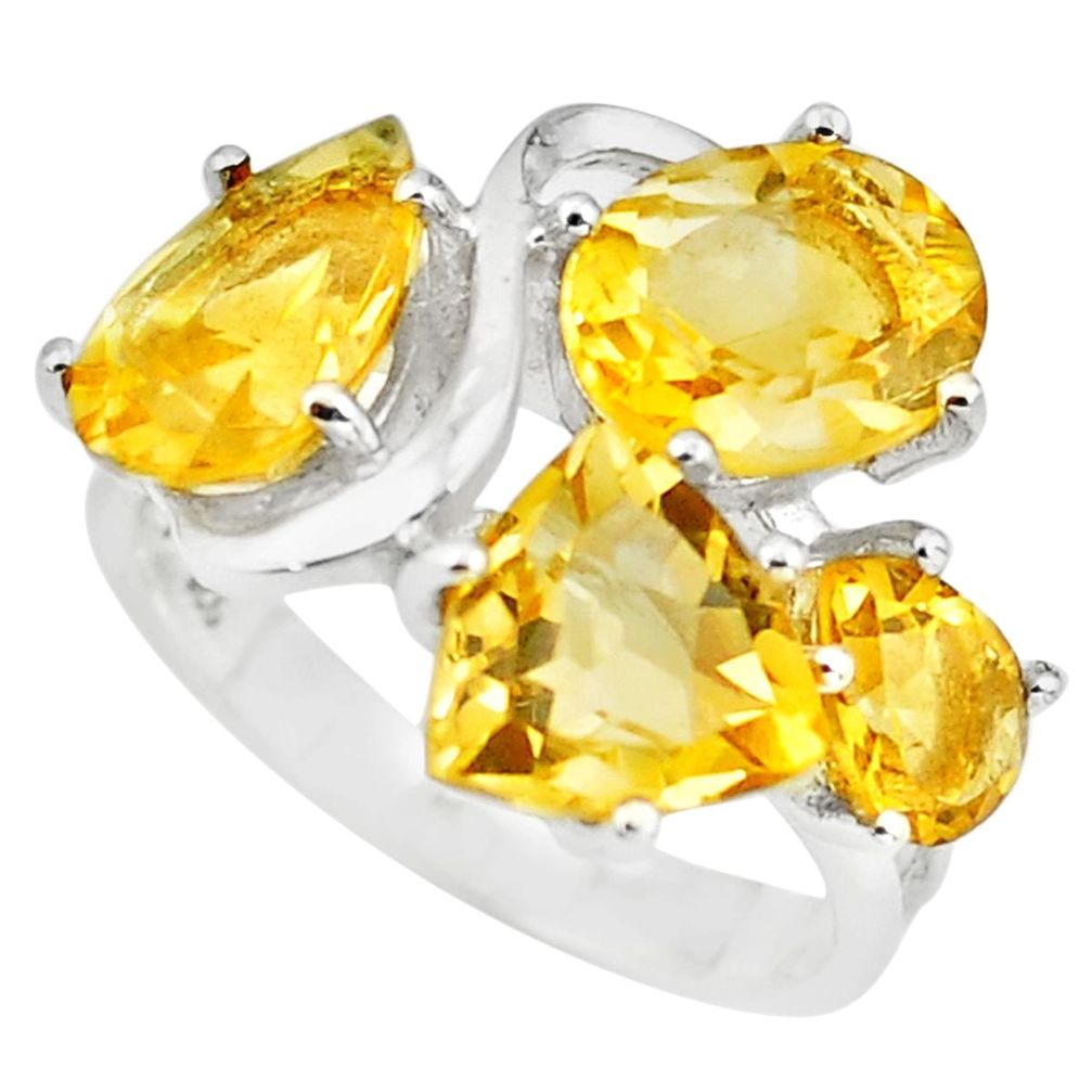 9.99cts natural yellow citrine 925 sterling silver ring jewelry size 6.5 p73157