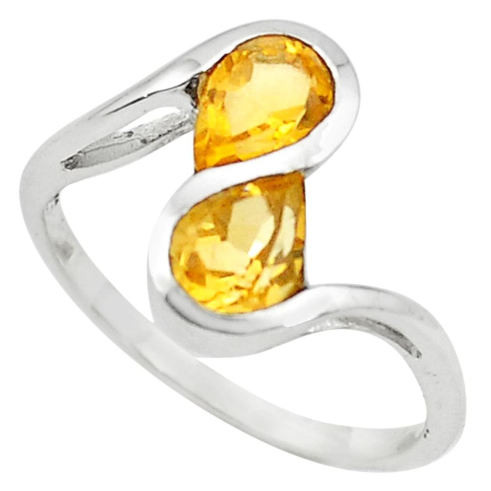 3.21cts natural yellow citrine 925 sterling silver ring jewelry size 6.5 p73271