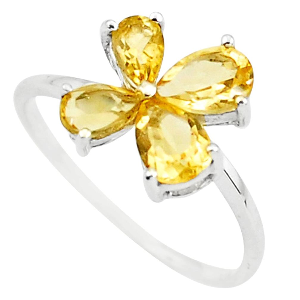 2.27cts natural yellow citrine 925 sterling silver ring jewelry size 6.5 p73359