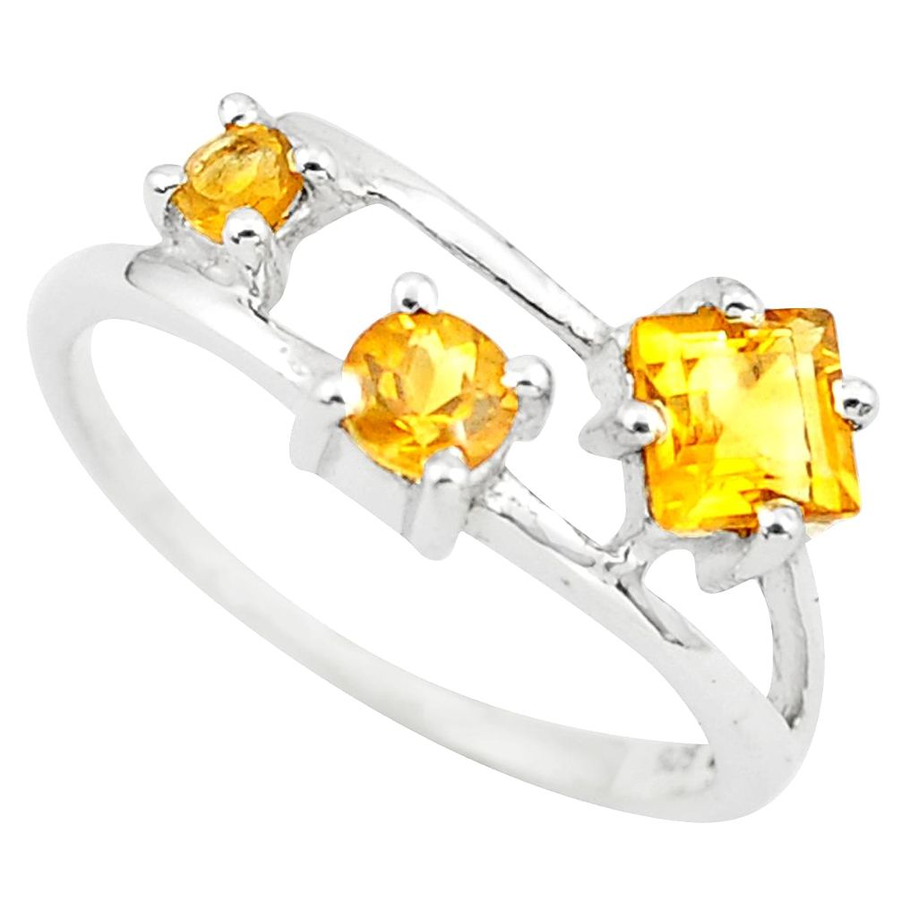 1.36cts natural yellow citrine 925 sterling silver ring jewelry size 6 p73407