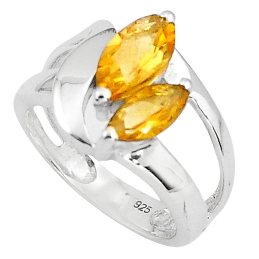 5.63cts natural yellow citrine 925 sterling silver ring jewelry size 5.5 p81555