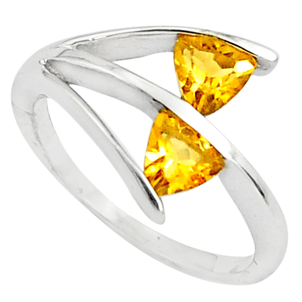 1.66cts natural yellow citrine 925 sterling silver ring jewelry size 5.5 p81910