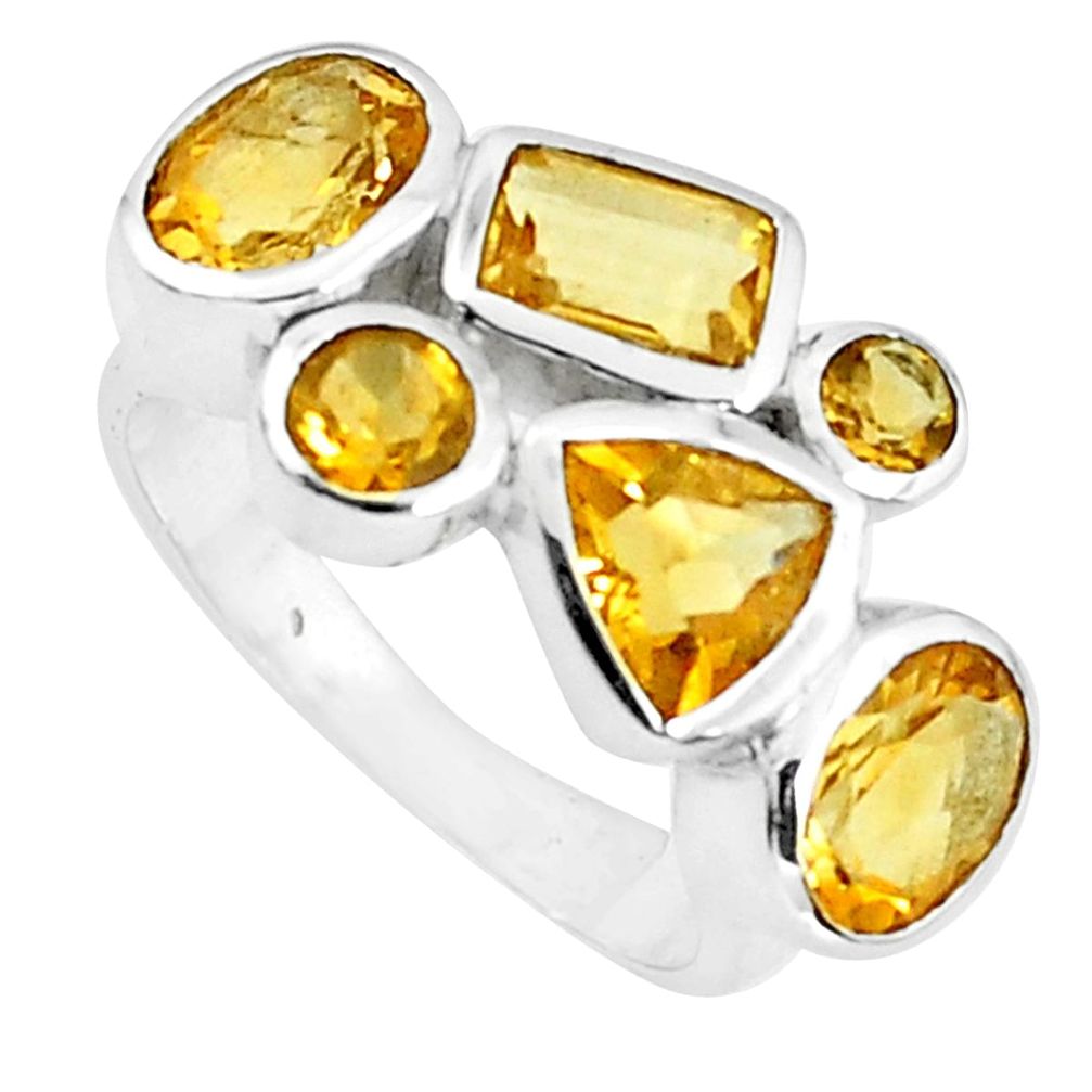 6.30cts natural yellow citrine 925 sterling silver ring jewelry size 7.5 p82816
