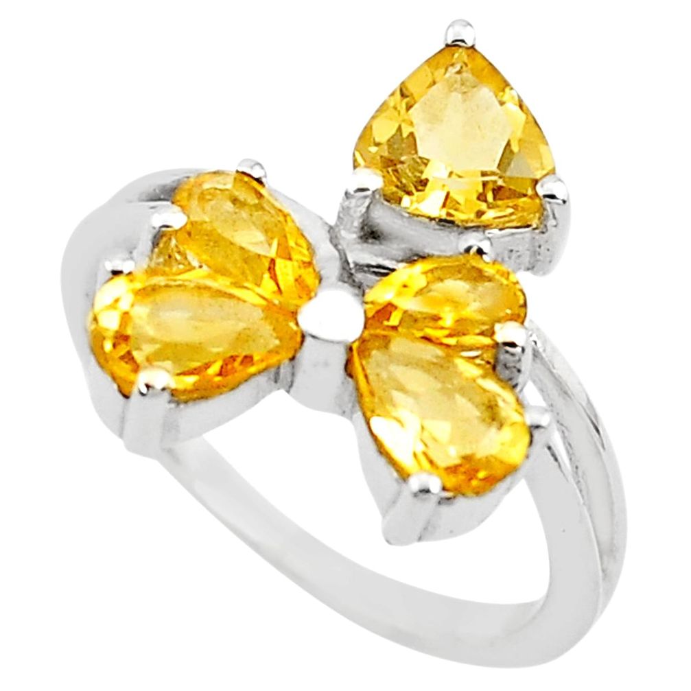 4.52cts natural yellow citrine 925 sterling silver ring jewelry size 5.5 p82888