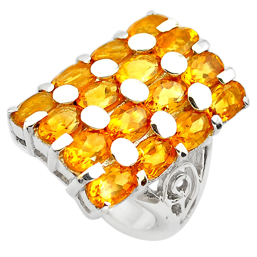 13.68cts natural yellow citrine 925 sterling silver ring jewelry size 7.5 p82942