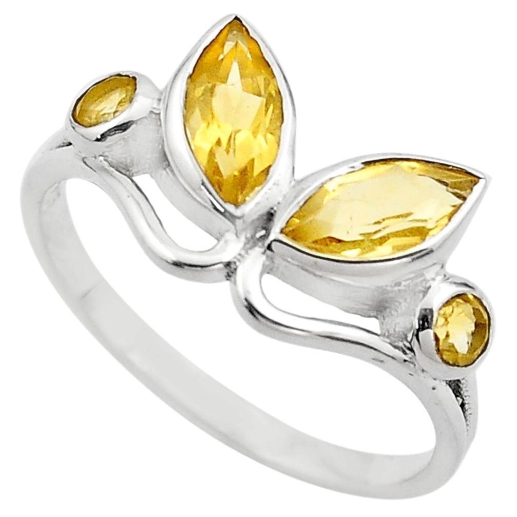 3.93cts natural yellow citrine 925 sterling silver ring jewelry size 7.5 p83002