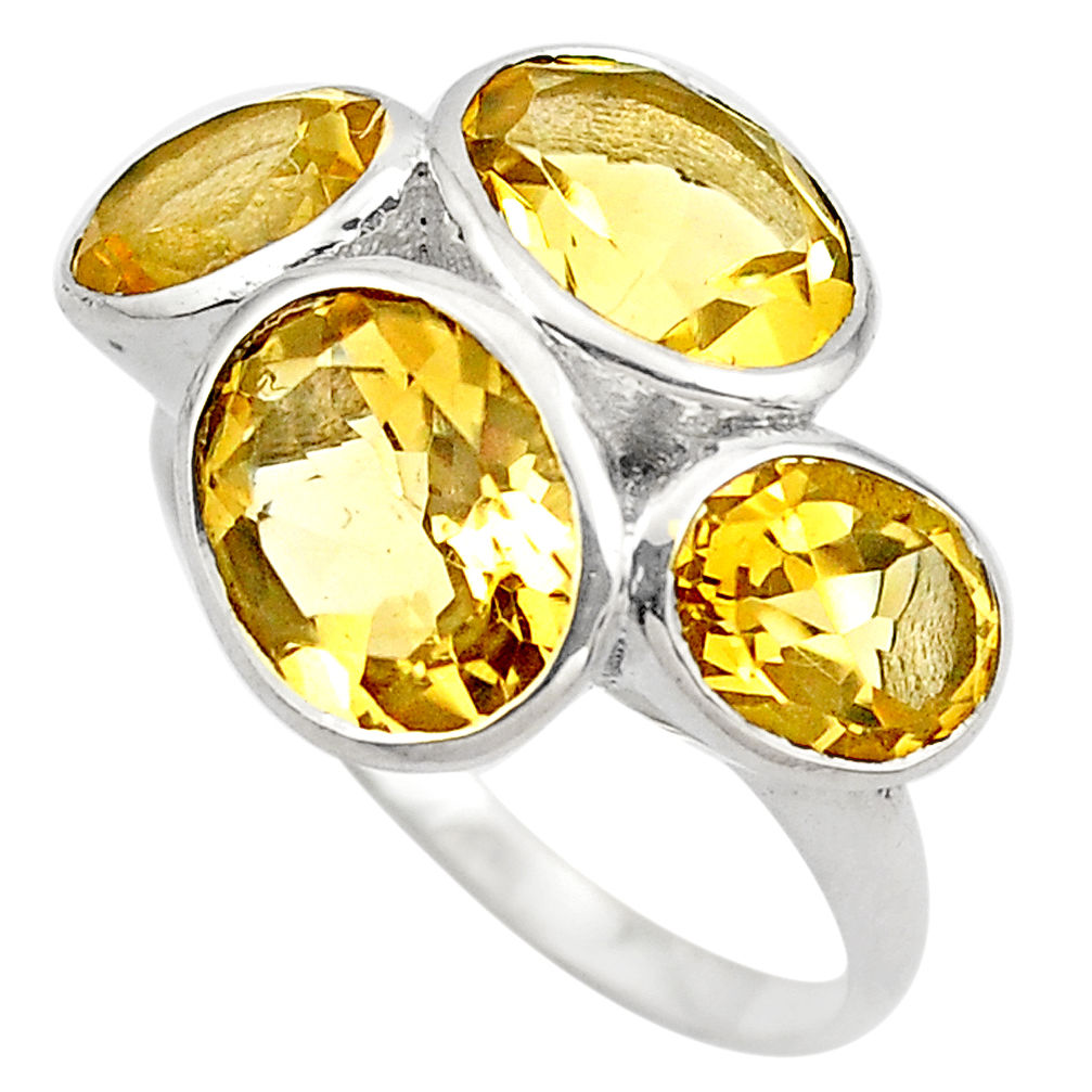 11.23cts natural yellow citrine 925 sterling silver ring jewelry size 7 p83105