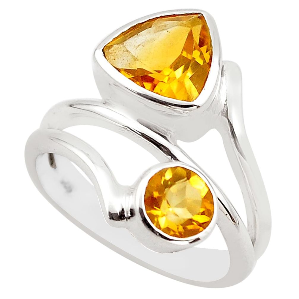6.08cts natural yellow citrine 925 sterling silver ring jewelry size 7.5 p83193