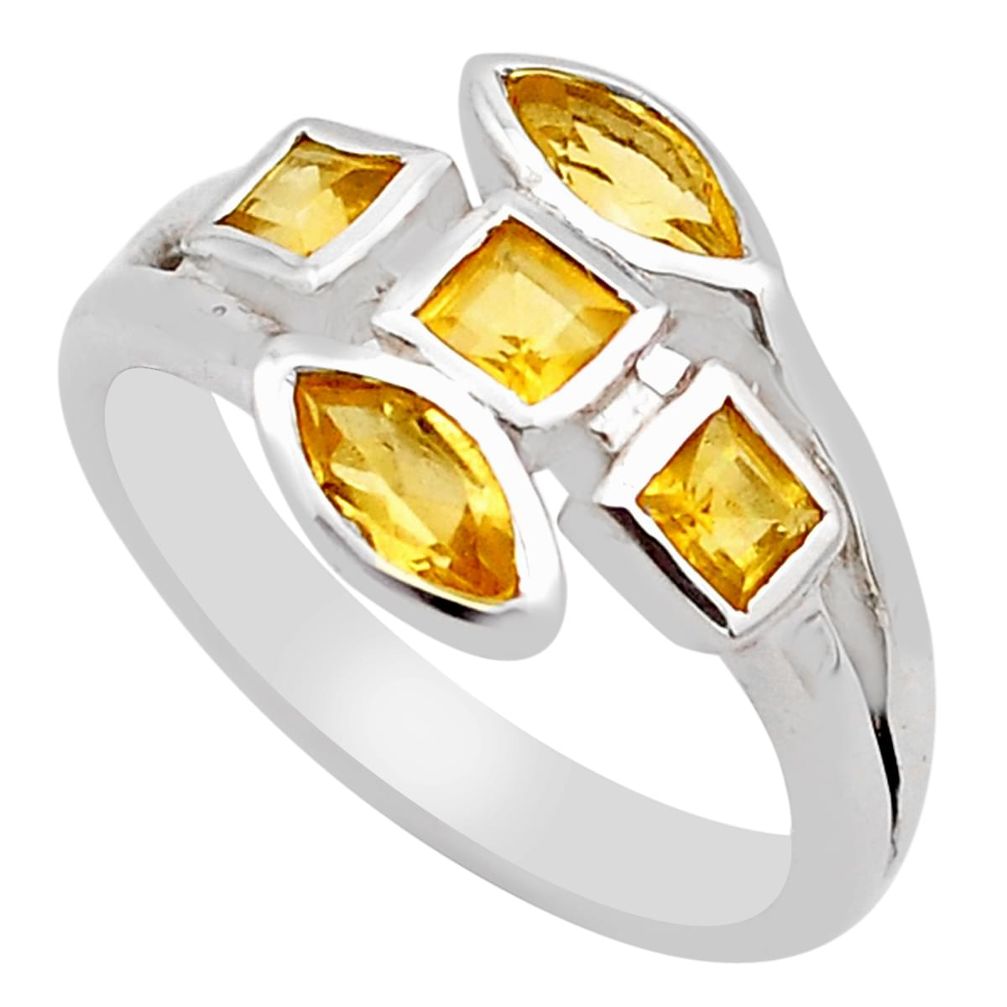 2.53cts natural yellow citrine 925 sterling silver ring jewelry size 9 p83296