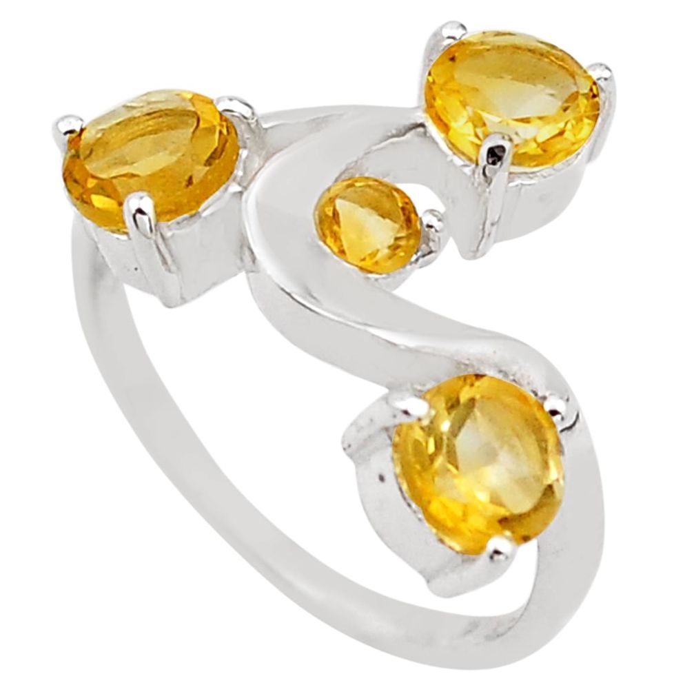 3.29cts natural yellow citrine 925 sterling silver ring jewelry size 5.5 p83330