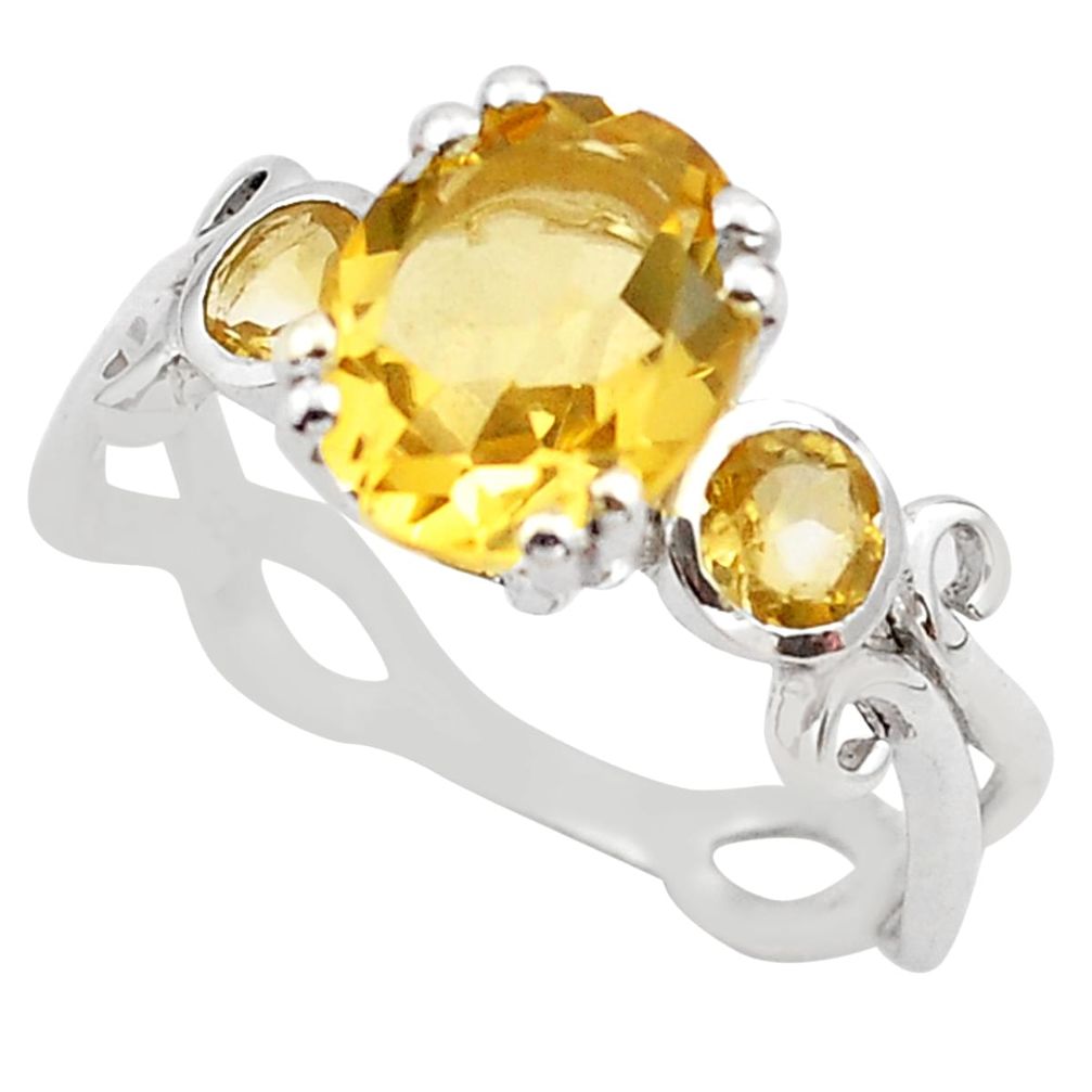 5.22cts natural yellow citrine 925 sterling silver ring jewelry size 8.5 p83342