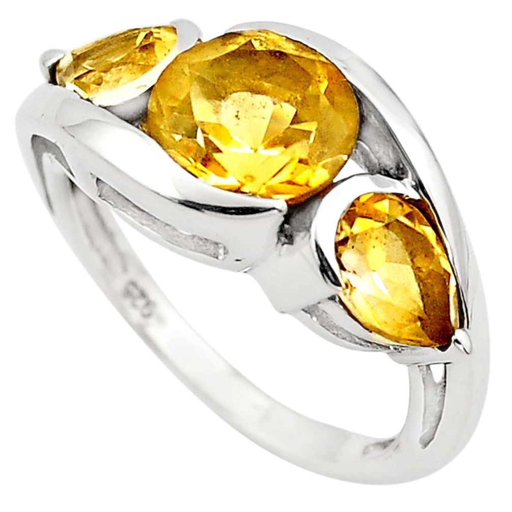 6.72cts natural yellow citrine 925 sterling silver ring jewelry size 7.5 p83472