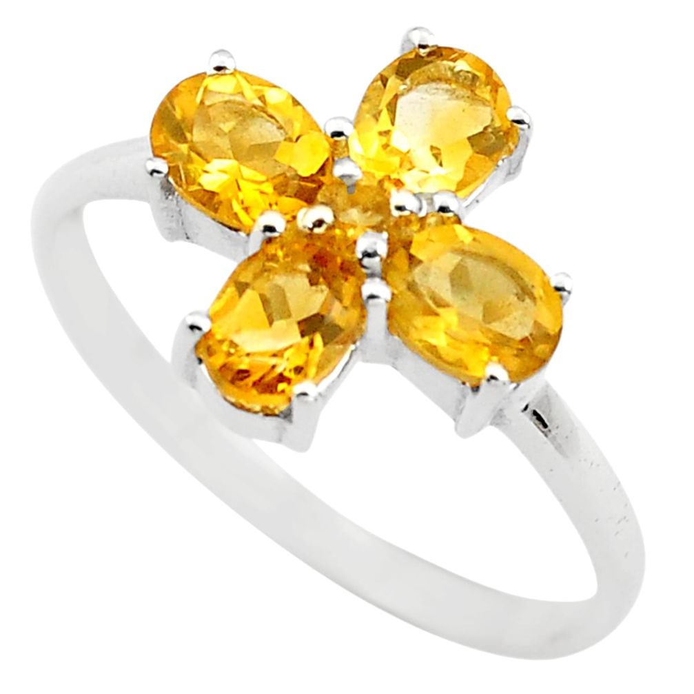 3.86cts natural yellow citrine 925 sterling silver ring jewelry size 8.5 p83532