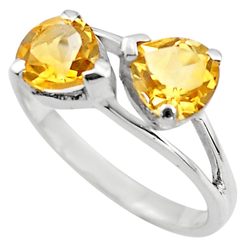 2.73cts natural yellow citrine 925 sterling silver ring jewelry size 6.5 p83625