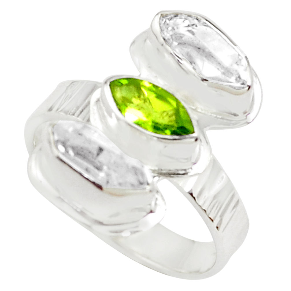 7.33cts natural yellow citrine peridot 925 sterling silver ring size 8 p70883
