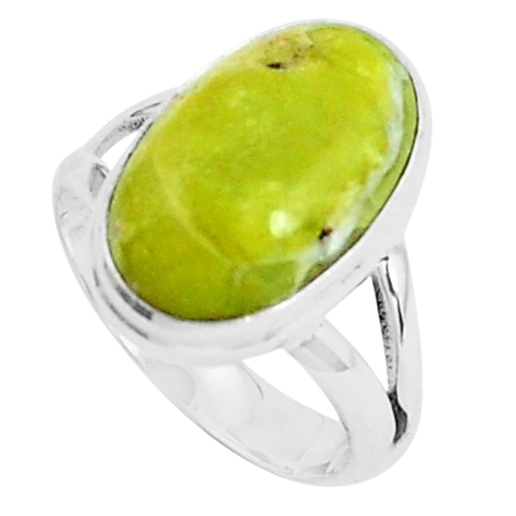 6.88cts natural yellow lizardite 925 silver solitaire ring size 7 p45906