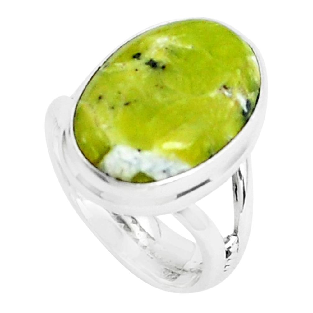 12.83cts natural yellow lizardite 925 silver solitaire ring size 7 p45909
