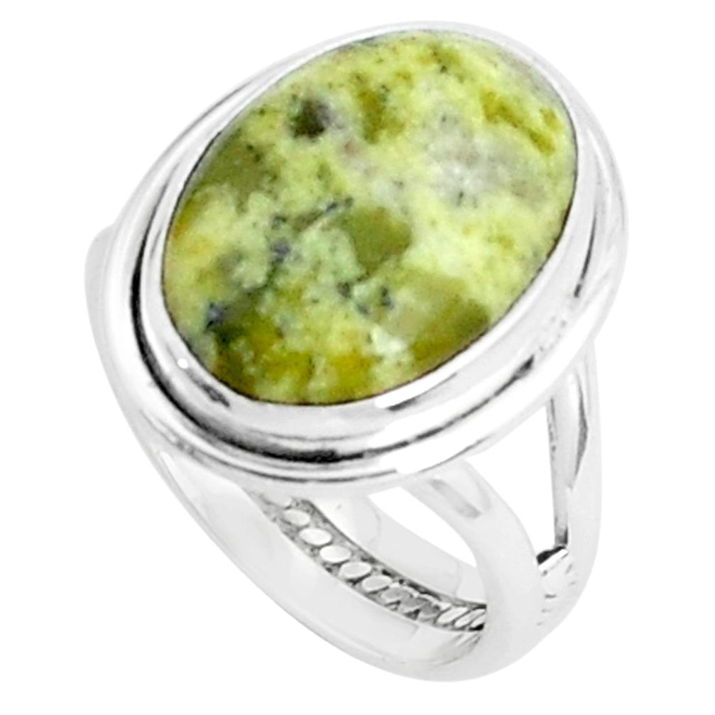 9.10cts natural yellow lizardite 925 silver solitaire ring size 7 p45912