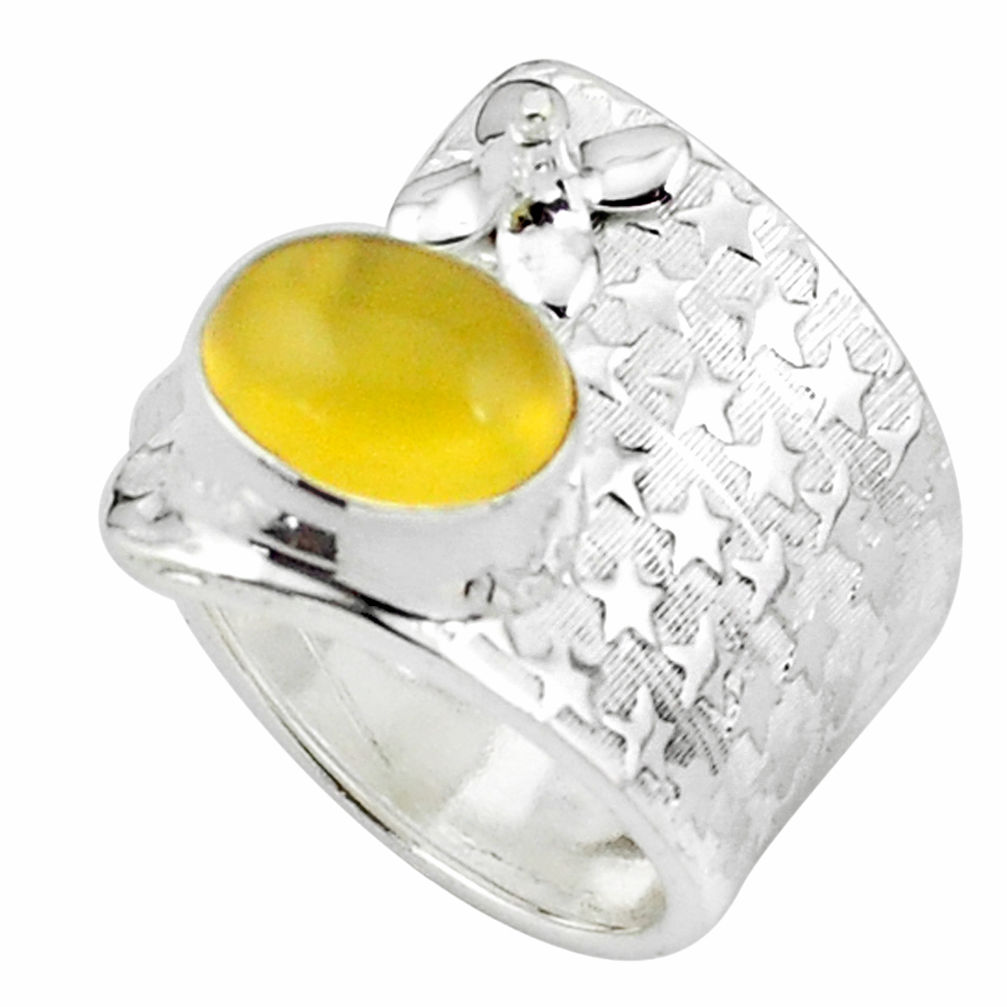 4.21cts natural yellow opal 925 sterling silver adjustable ring size 7.5 p57080