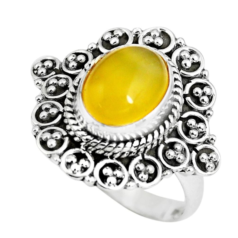 4.01cts natural yellow opal 925 sterling silver solitaire ring size 8 p63278