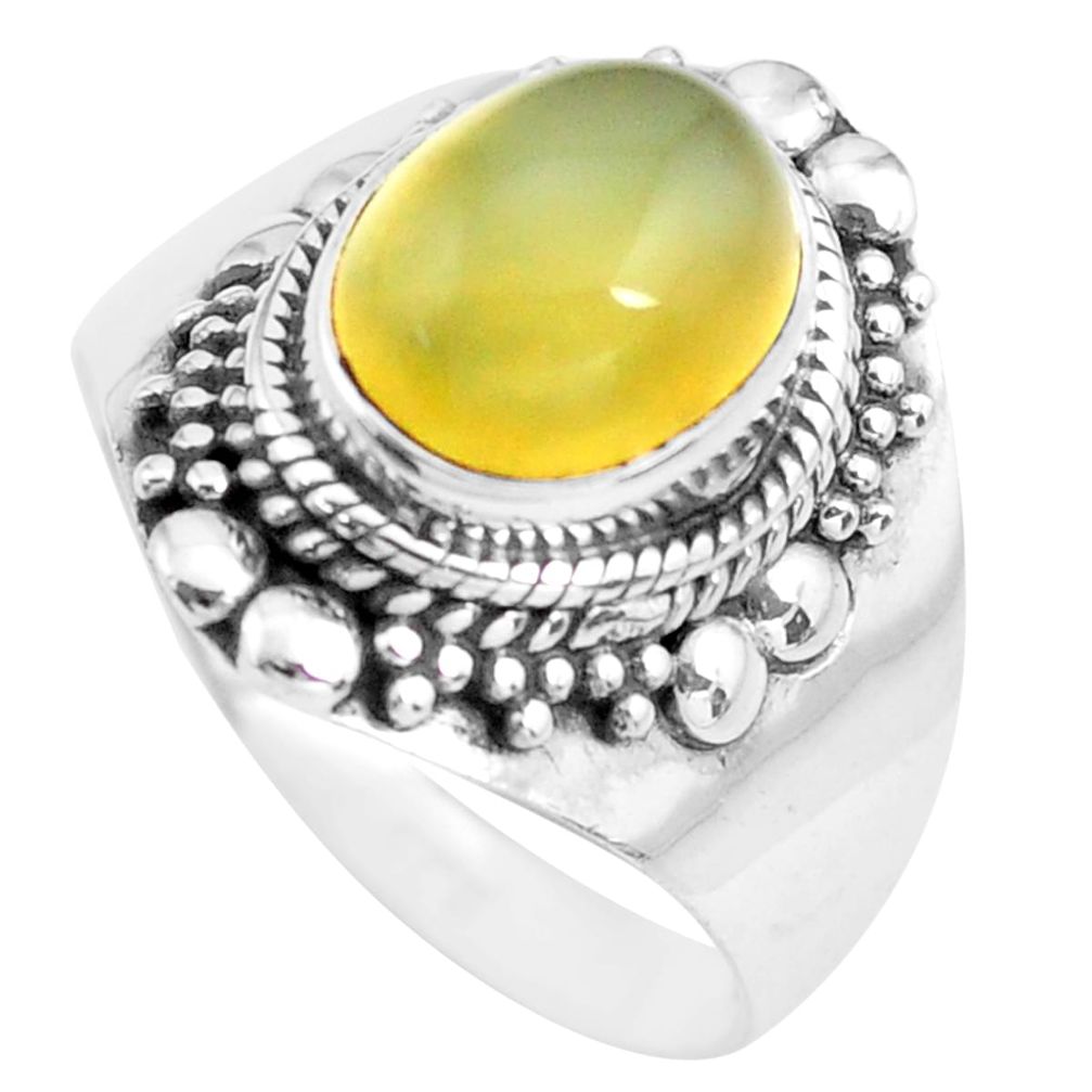4.02cts natural yellow opal 925 sterling silver solitaire ring size 8.5 p71601