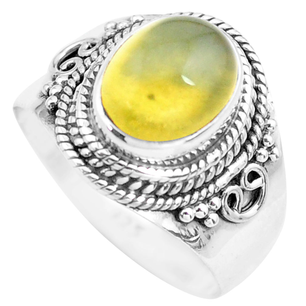 4.22cts natural yellow opal 925 sterling silver solitaire ring size 8 p71605
